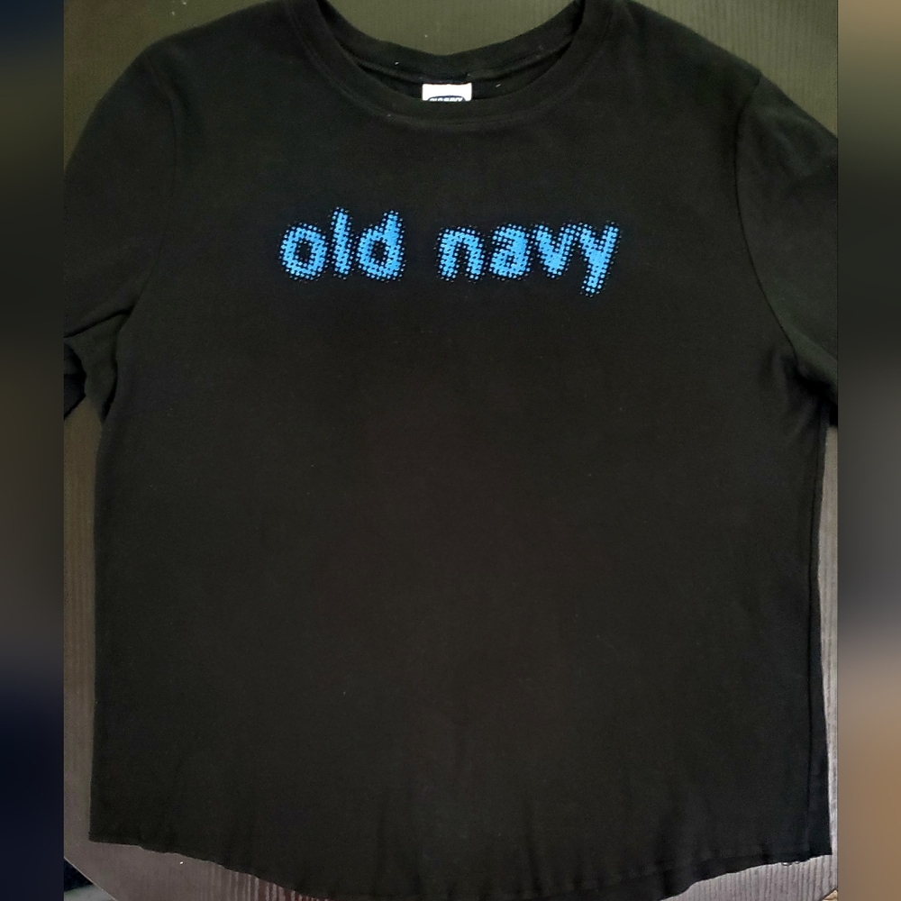 🥨10 For$20 Old Navy Womens XL Black Shirt with Blue Graphic